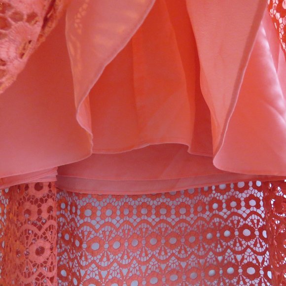 J.CREW Peach Coral Daisy Lace Spaghetti Strap Midi Dress - Size US 14 - Picture 14 of 16
